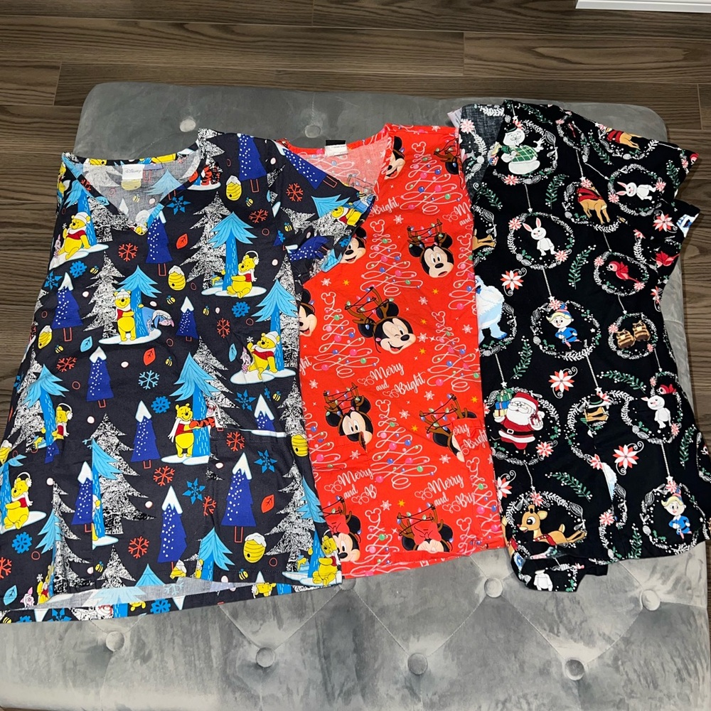 Christmas scrub tops